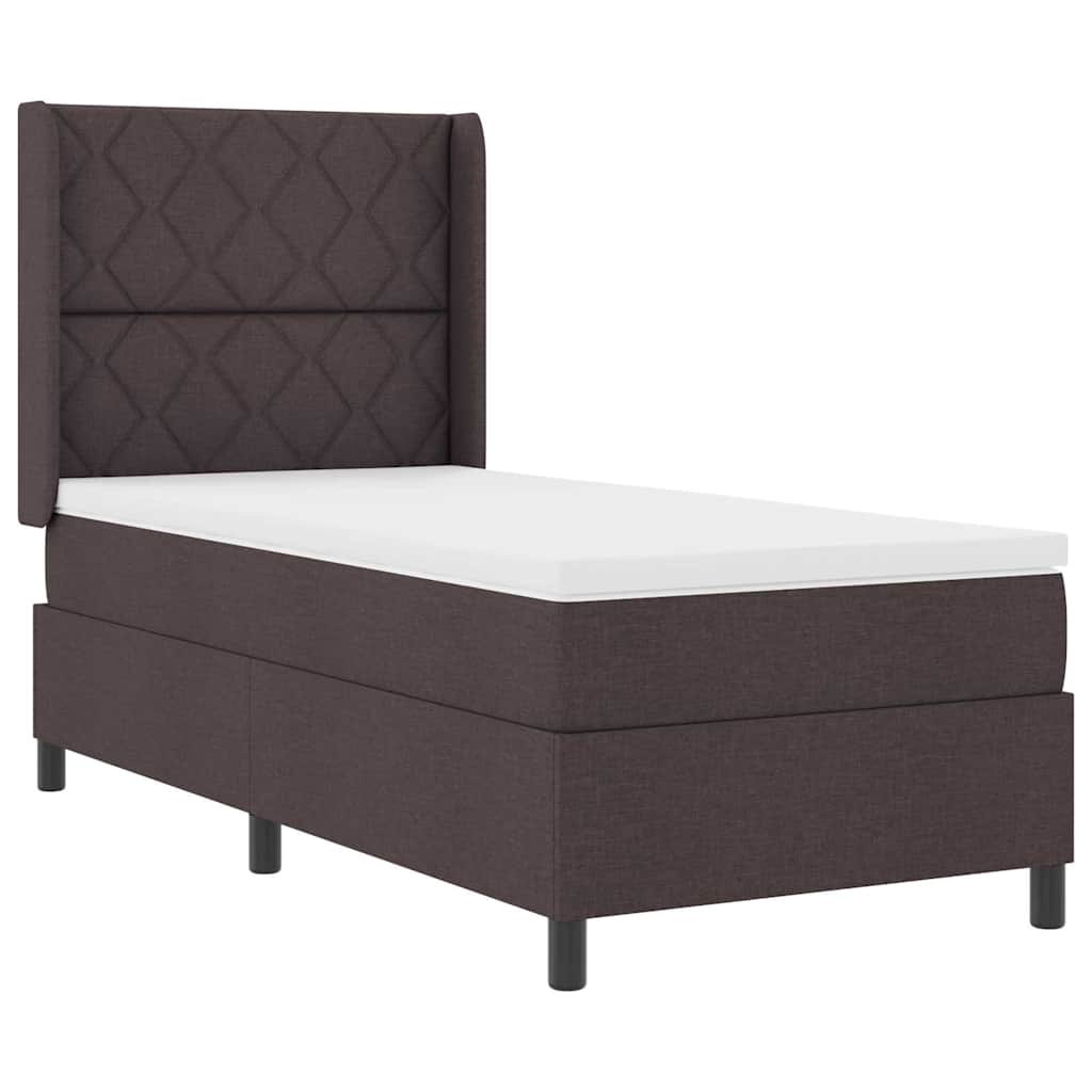 LED Box Spring Bed med hovedgærde Mørk Brun 90 x 200 cm Stof