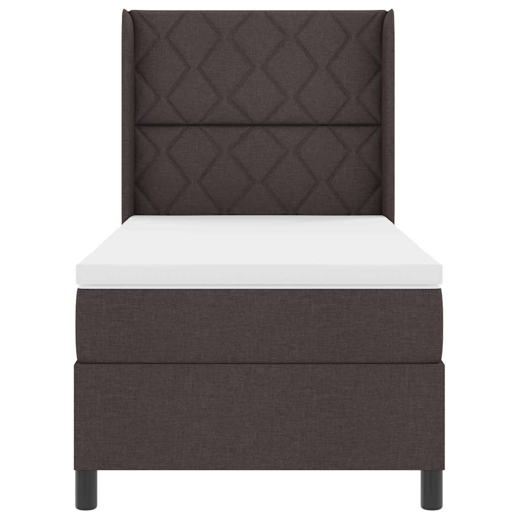 LED Box Spring Bed med hovedgærde Mørk Brun 90 x 200 cm Stof