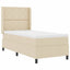 LED Box Spring Bed med hovedgærde Creme 90 x 200 cm Stof