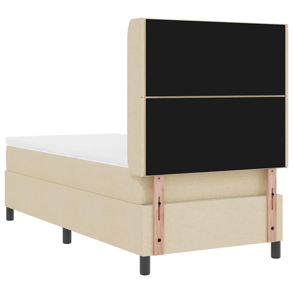 LED Box Spring Bed med hovedgærde Creme 90 x 200 cm Stof