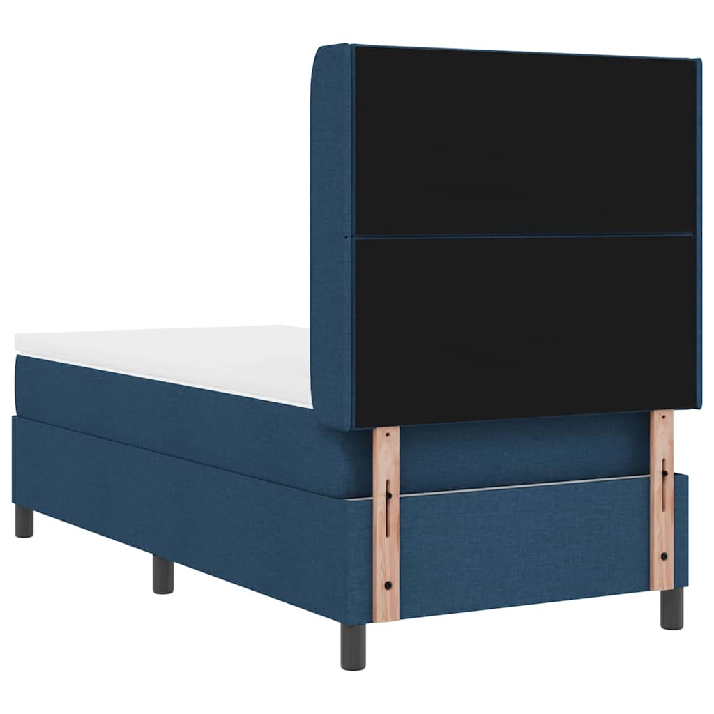 LED Box Spring Bed med hovedgærde Blå 90 x 200 cm Stof