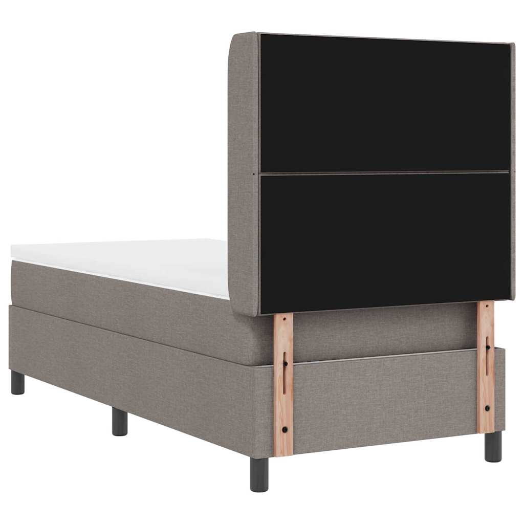 LED Box Spring Bed med hovedgærde Gråbrun 100 x 200 cm Stof