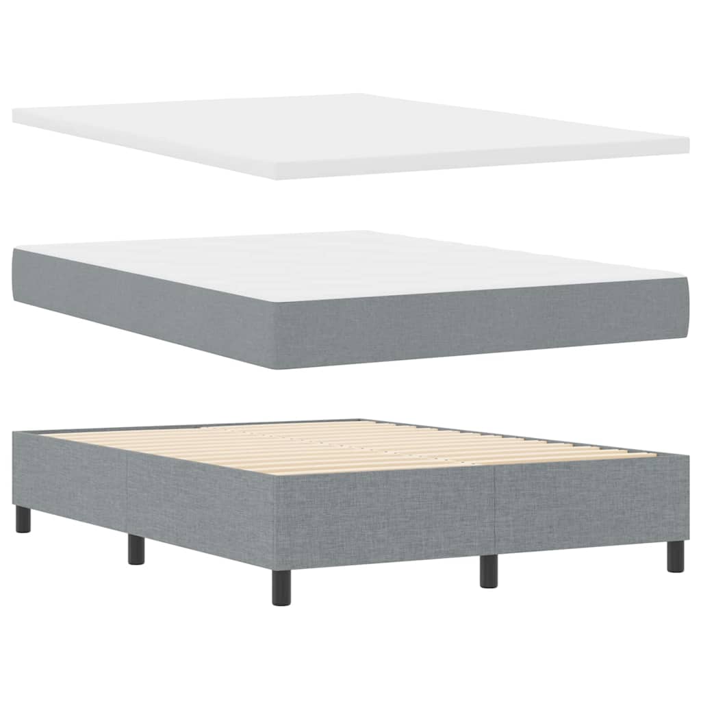 LED Box Spring Bed med hovedgærde Lysegrå 140 x 190 cm Stof