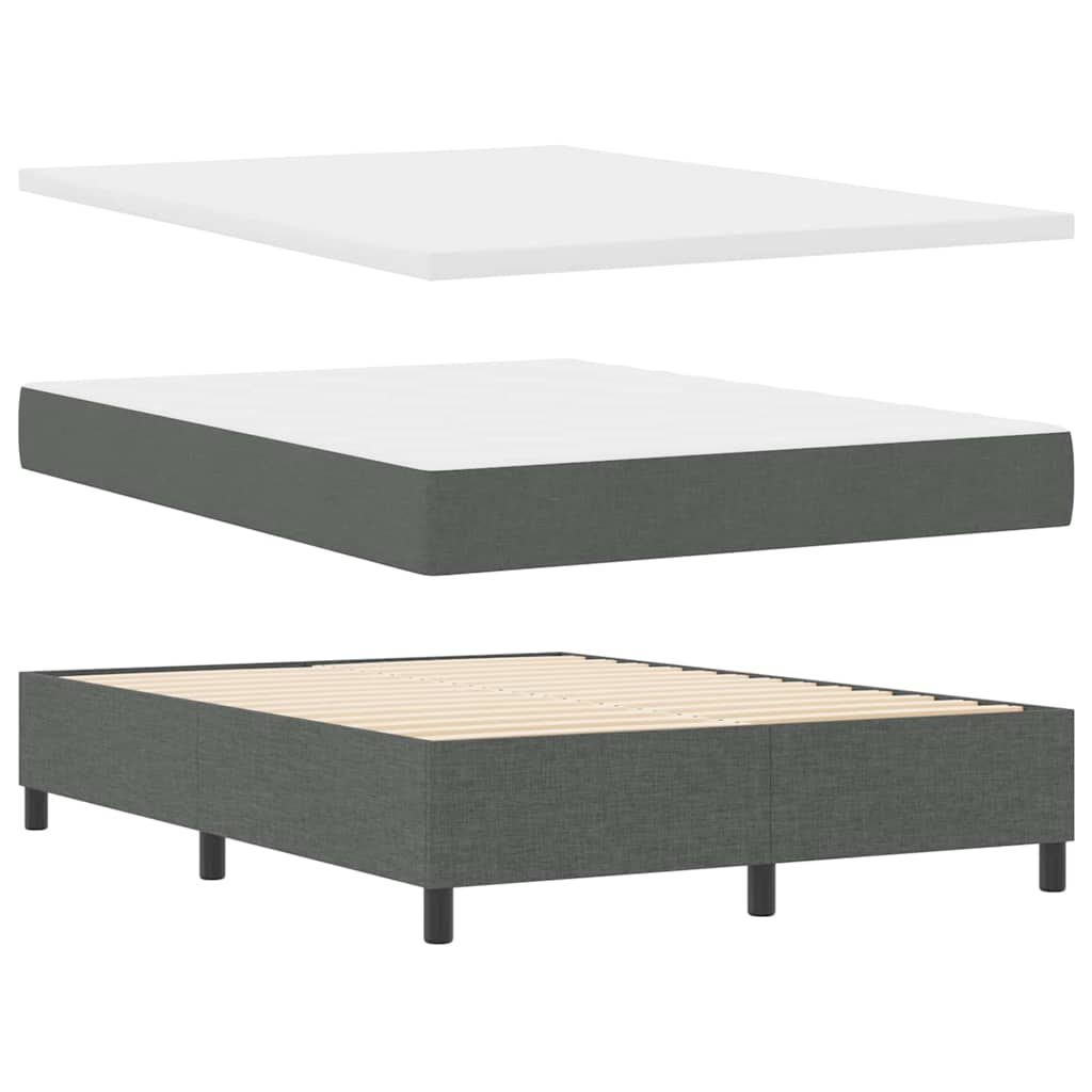 LED Box Spring Bed med hovedgærde Mørkegrå 140 x 190 cm Stof