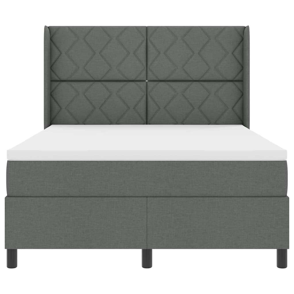 LED Box Spring Bed med hovedgærde Mørkegrå 140 x 190 cm Stof