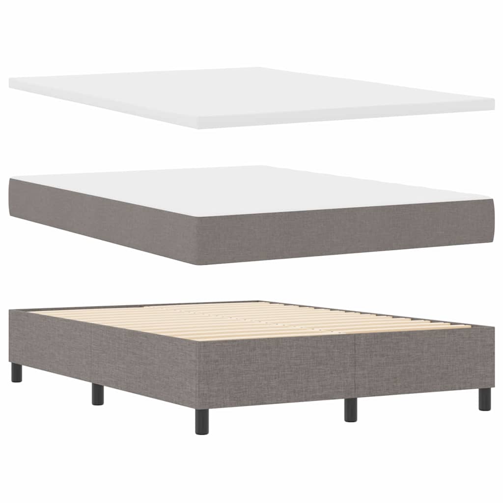 LED Box Spring Bed med hovedgærde Gråbrun 140 x 190 cm Stof