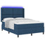 LED Box Spring Bed med hovedgærde Blå 140 x 190 cm Stof