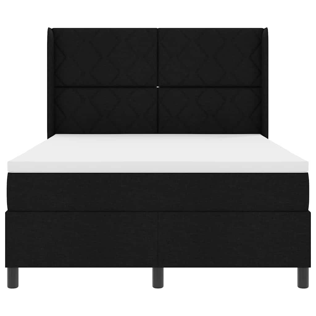 LED Box Spring Bed med hovedgærde Sort 140 x 200 cm Stof