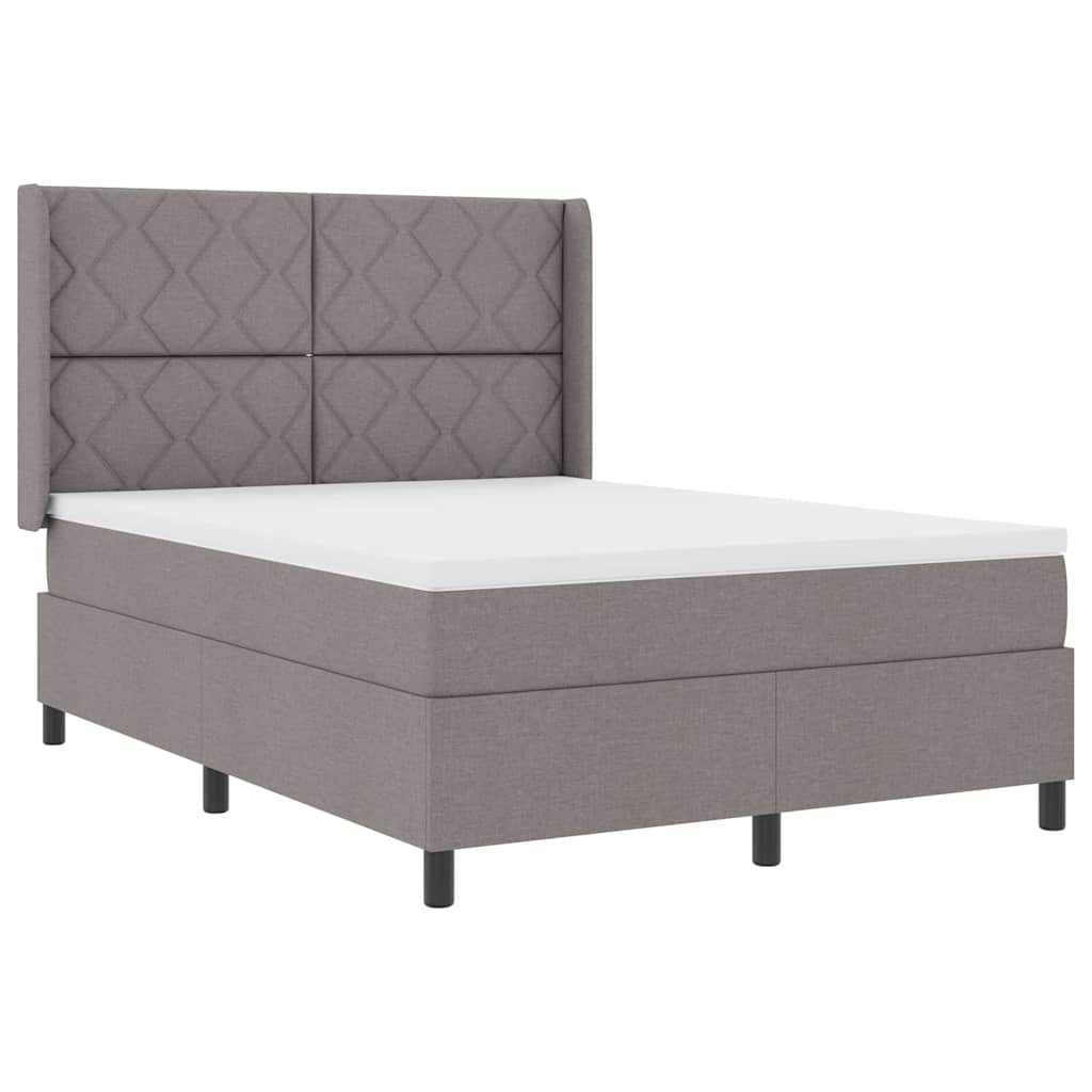 LED Box Spring Bed med hovedgærde Gråbrun 140 x 200 cm Stof