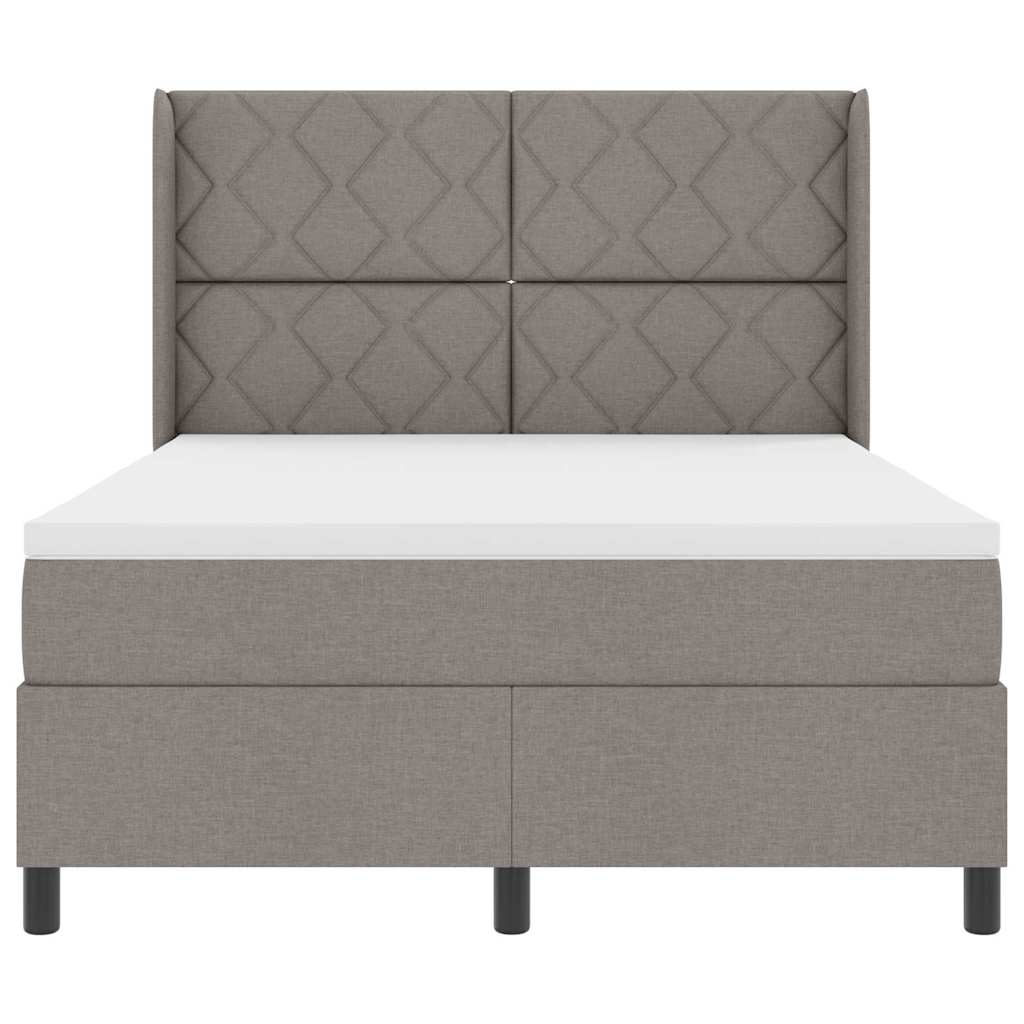 LED Box Spring Bed med hovedgærde Gråbrun 140 x 200 cm Stof