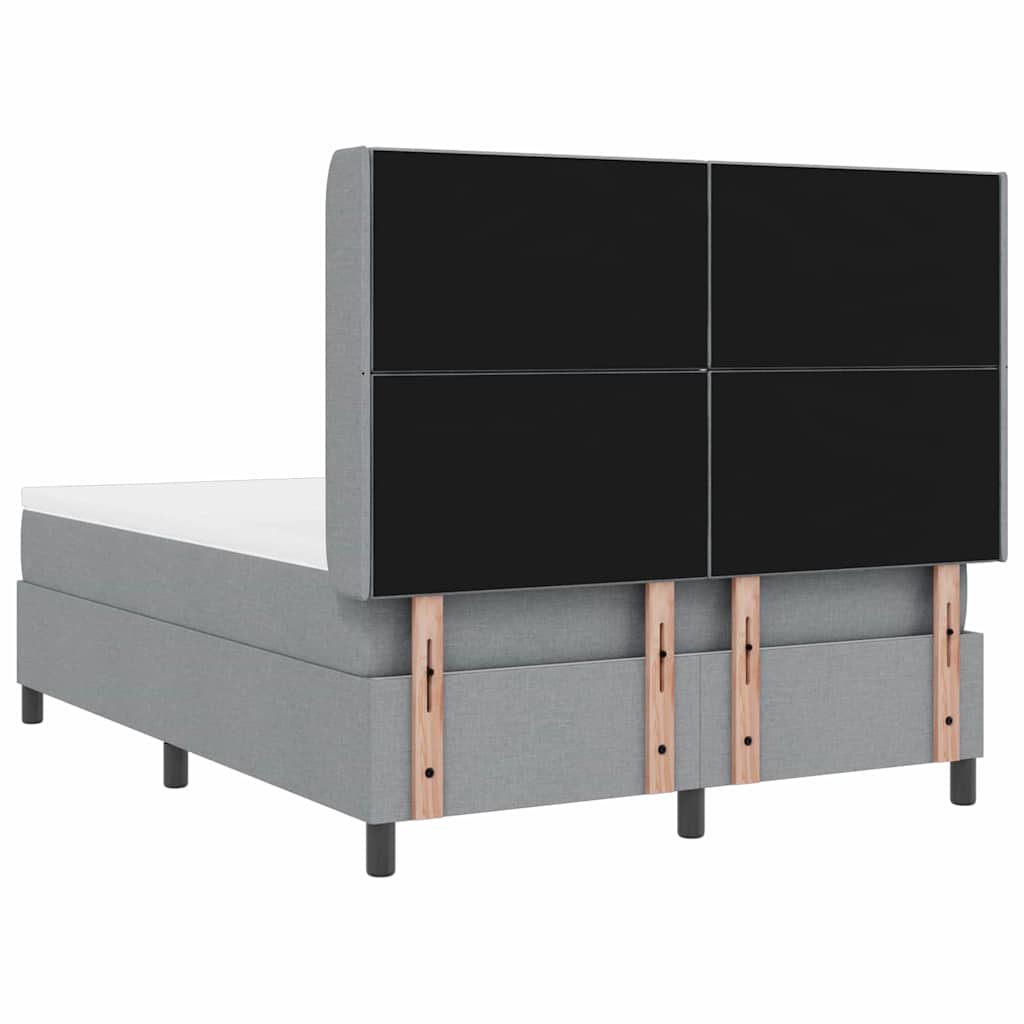 LED Box Spring Bed med hovedgærde Lysegrå 160 x 200 cm Stof