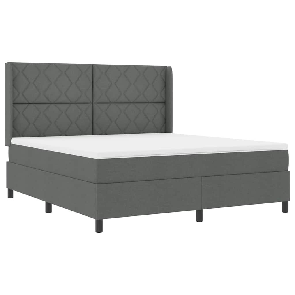 LED Box Spring Bed med hovedgærde Mørkegrå 180 x 200 cm Stof