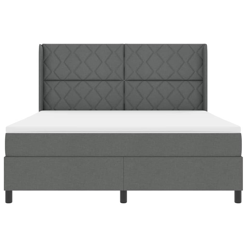 LED Box Spring Bed med hovedgærde Mørkegrå 180 x 200 cm Stof