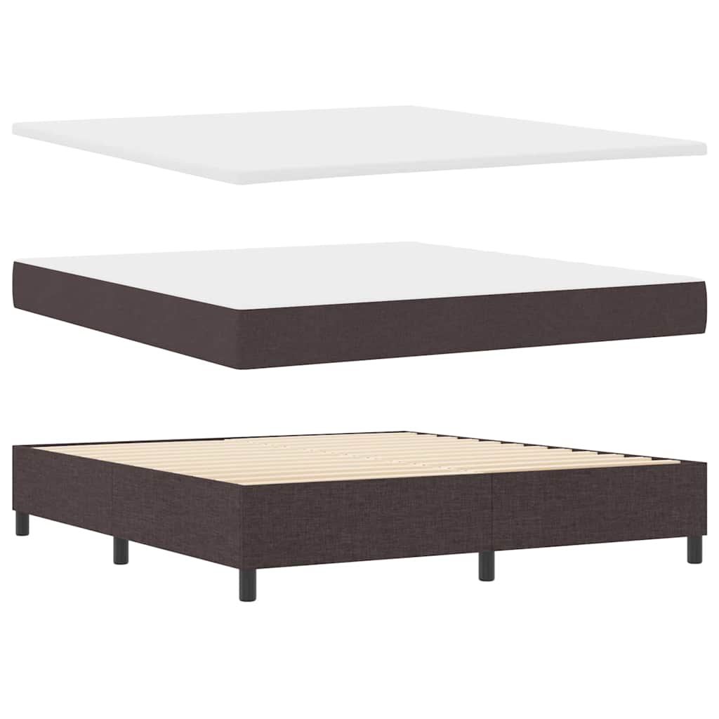 LED Box Spring Bed med hovedgærde Mørk Brun 180 x 200 cm Stof