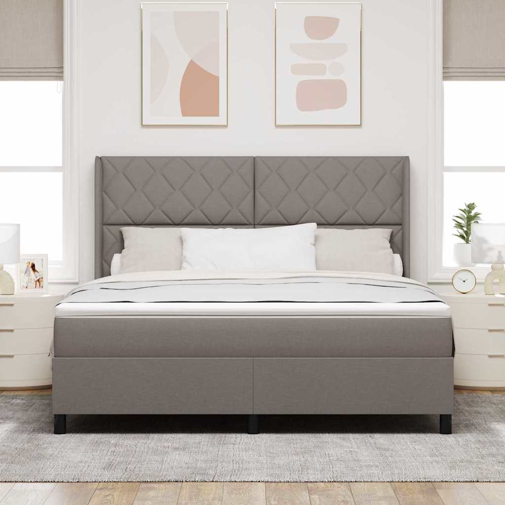 LED Box Spring Bed med hovedgærde Gråbrun 180 x 200 cm Stof
