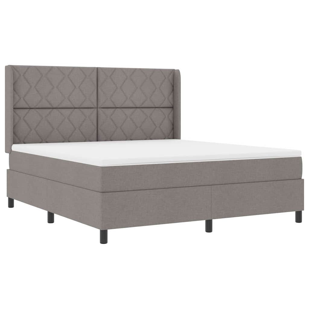 LED Box Spring Bed med hovedgærde Gråbrun 180 x 200 cm Stof
