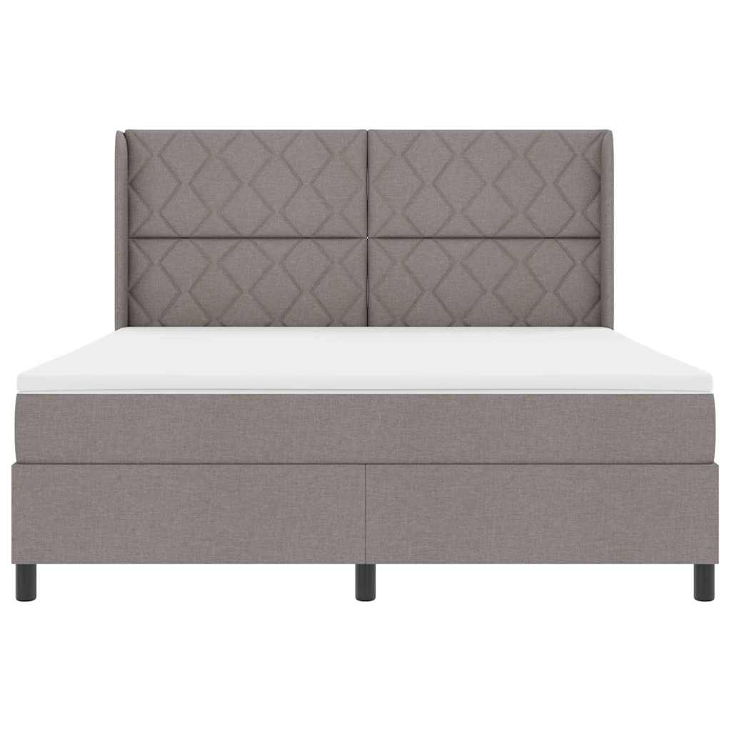 LED Box Spring Bed med hovedgærde Gråbrun 180 x 200 cm Stof