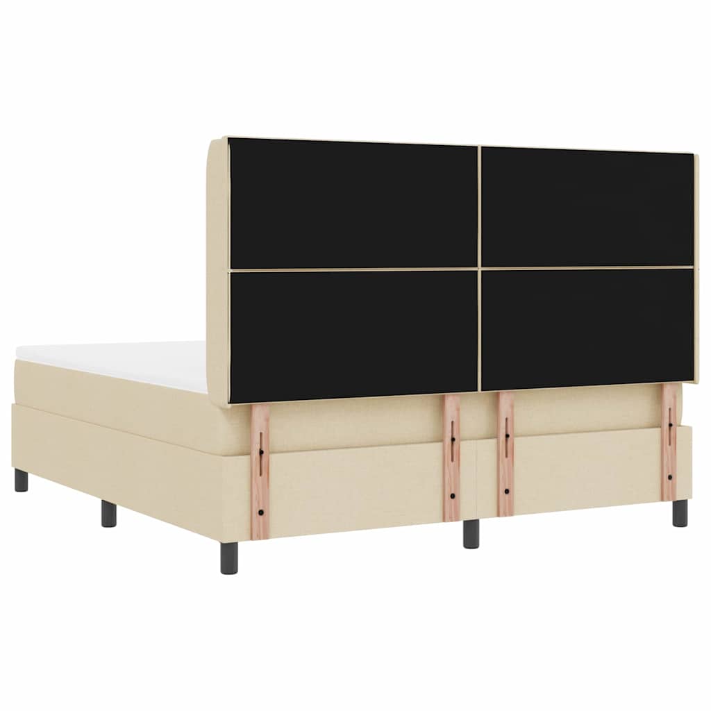 LED Box Spring Bed med hovedgærde Creme 180 x 200 cm Stof