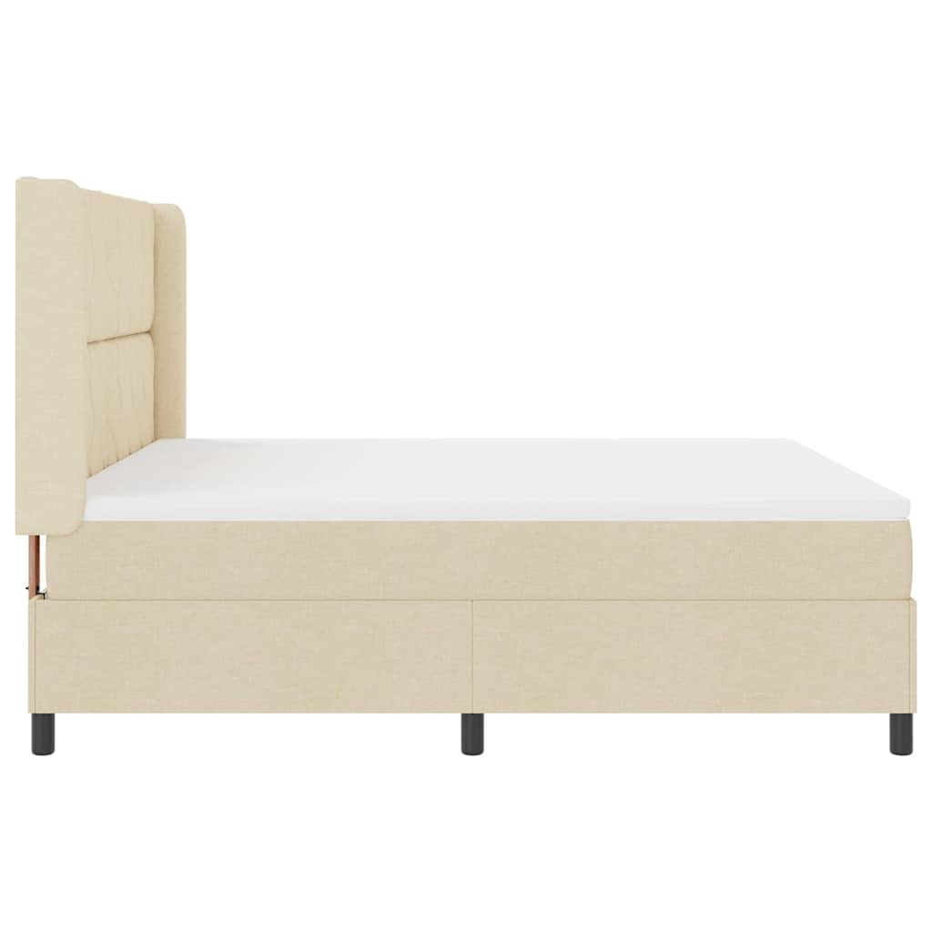 LED Box Spring Bed med hovedgærde Creme 180 x 200 cm Stof