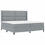 LED Box Spring Bed med hovedgærde Lysegrå 200 x 200 cm Stof
