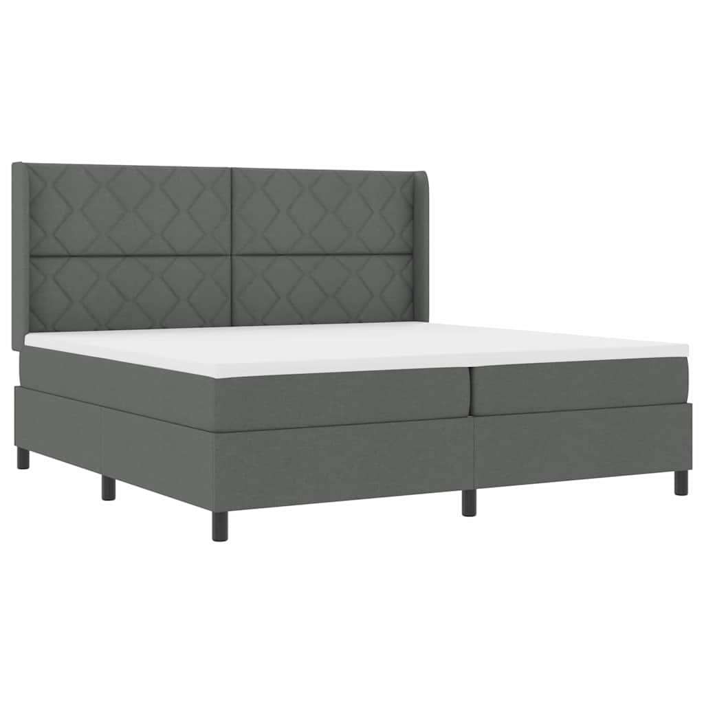 LED Box Spring Bed med hovedgærde Mørkegrå 200 x 200 cm Stof