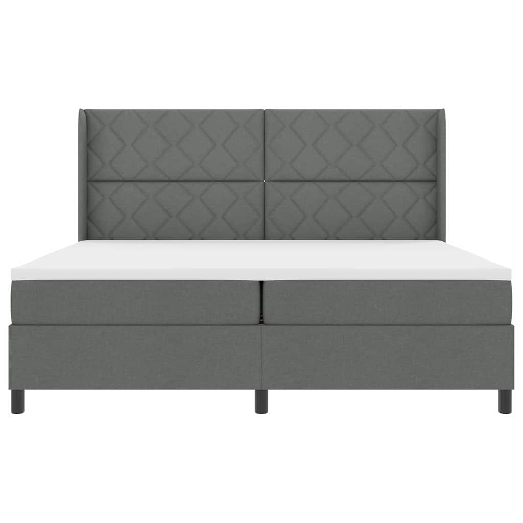 LED Box Spring Bed med hovedgærde Mørkegrå 200 x 200 cm Stof