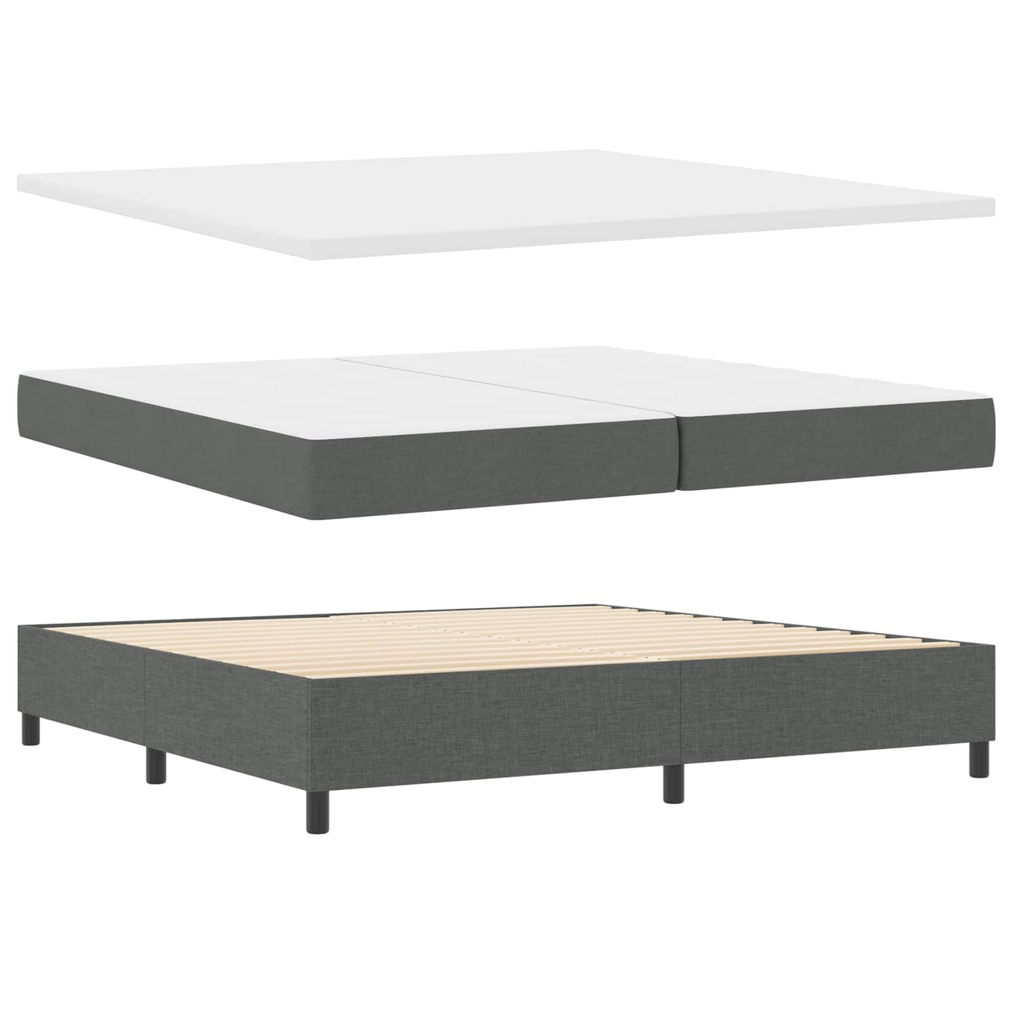 LED Box Spring Bed med hovedgærde Mørkegrå 200 x 200 cm Stof