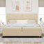 LED Box Spring Bed med hovedgærde Creme 200 x 200 cm Stof