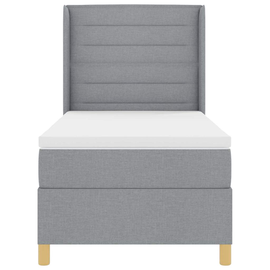 Box spring seng med LED-lysstrimler Lysegrå 80 x 200 cm Stof