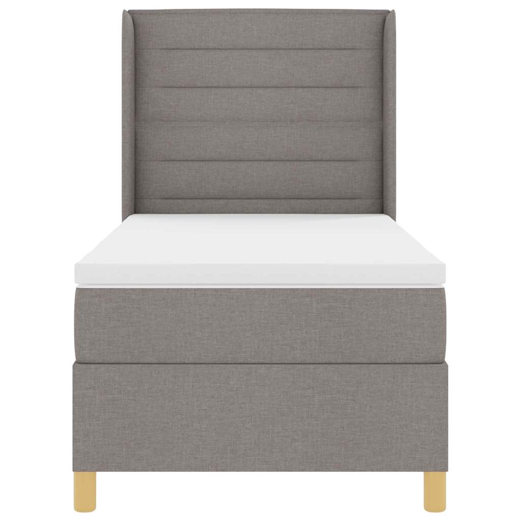 Box spring seng med LED-lysstrimler Gråbrun 90 x 190 cm Stof