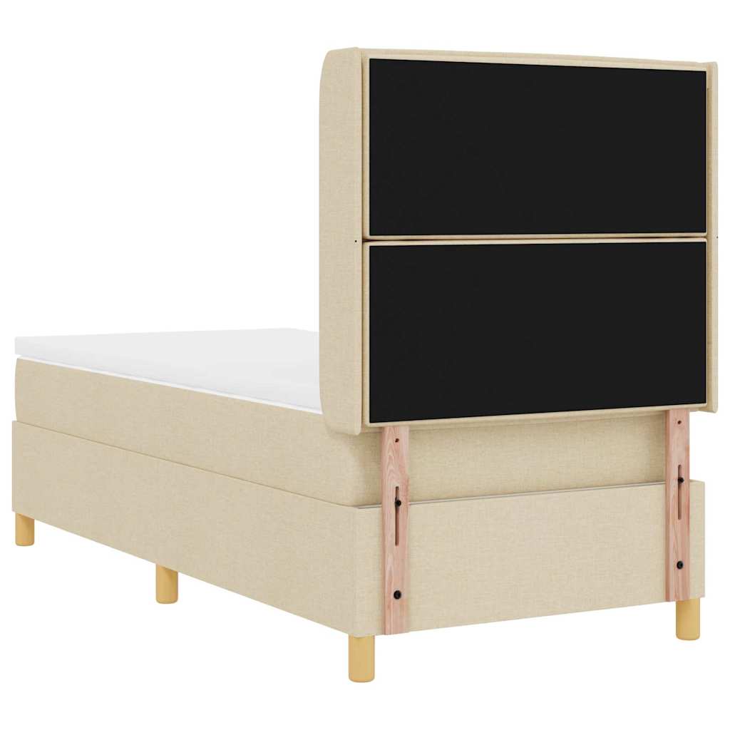 Box spring seng med LED-lysstrimler Creme 90 x 190 cm Stof