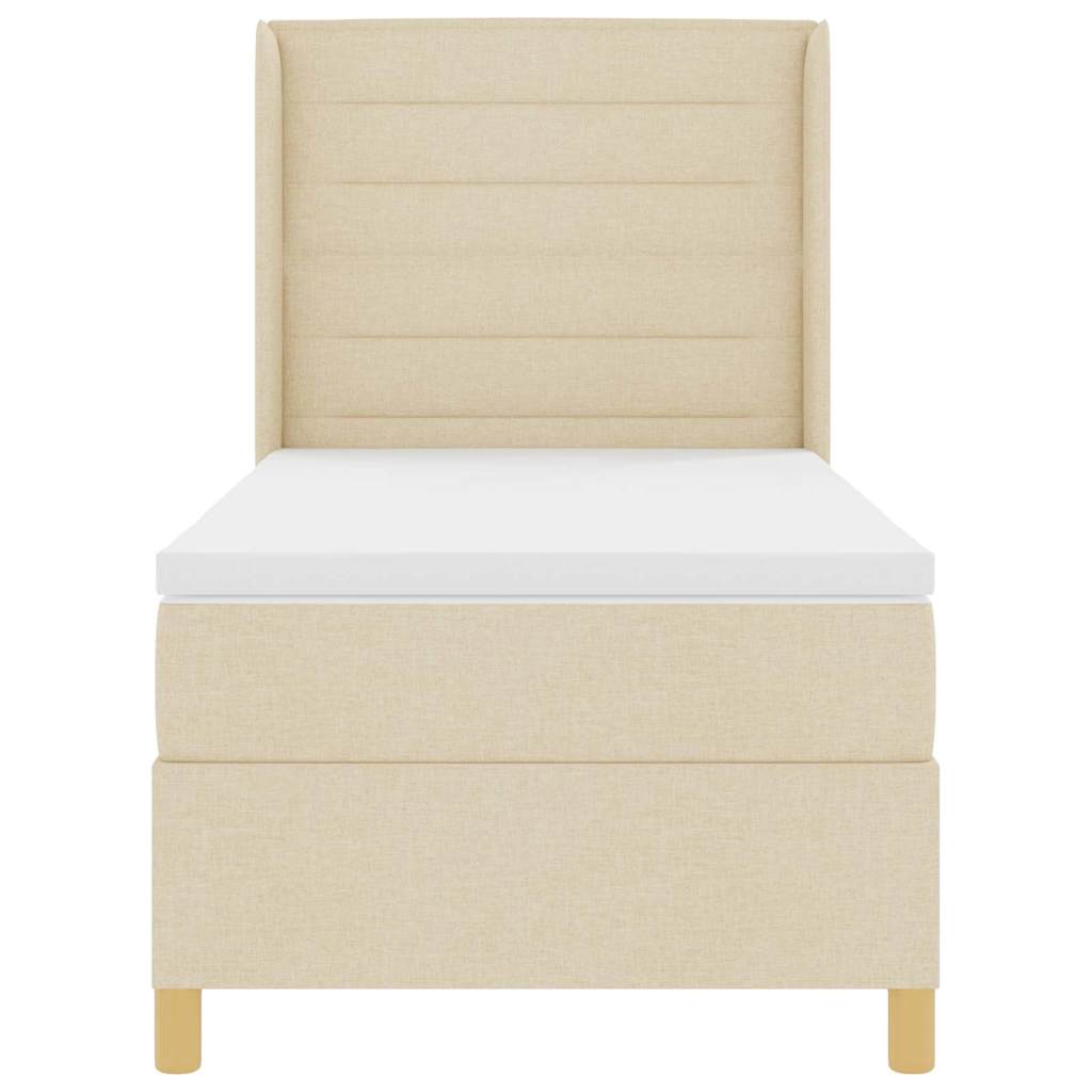 Box spring seng med LED-lysstrimler Creme 90 x 190 cm Stof