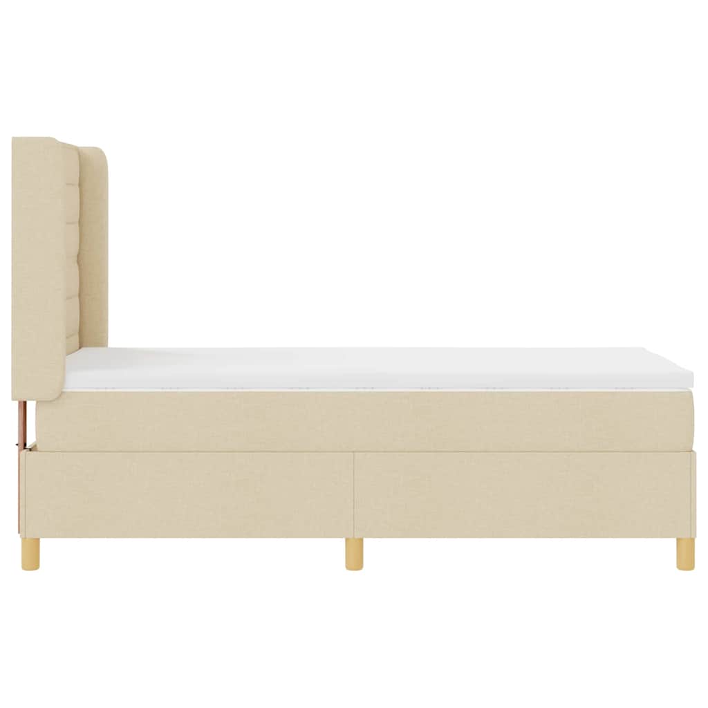 Box spring seng med LED-lysstrimler Creme 90 x 190 cm Stof