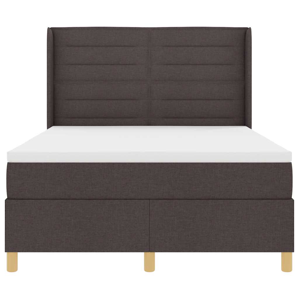 Box spring seng med LED-lysstrimler Brun 140 x 190 cm Stof