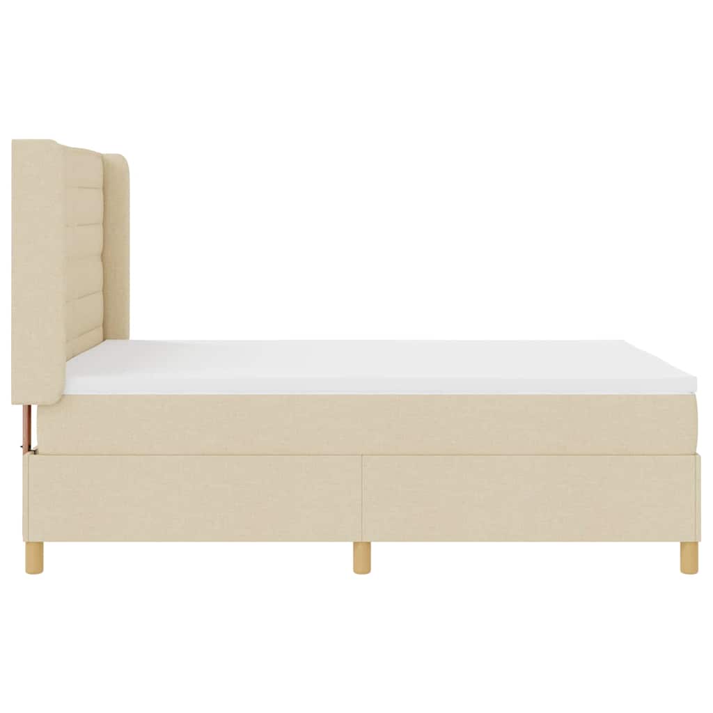 Box spring seng med LED-lysstrimler Creme 140 x 190 cm Stof