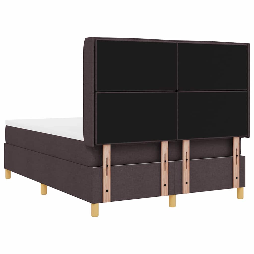 Box spring seng med LED-lysstrimler Brun 140 x 200 cm Stof