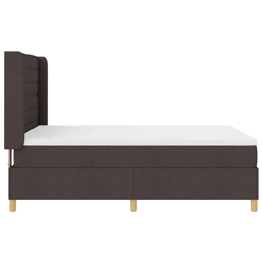 Box spring seng med LED-lysstrimler Brun 140 x 200 cm Stof