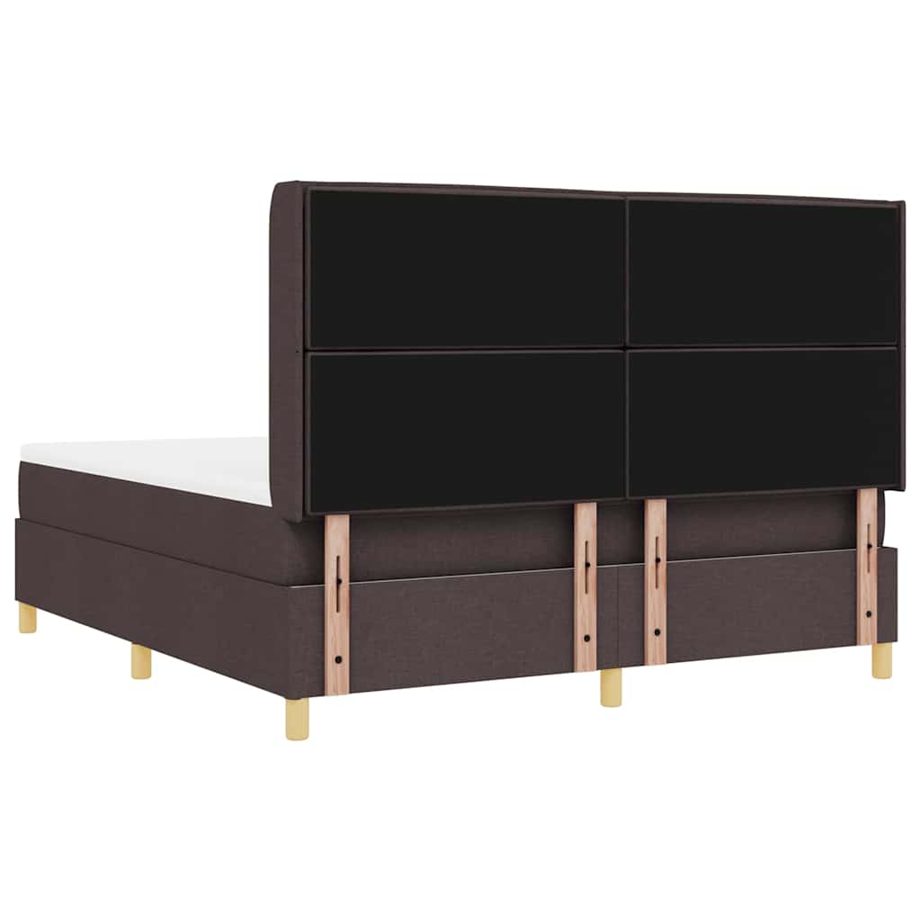 Box spring seng med LED-lysstrimler Brun 180 x 200 cm Stof