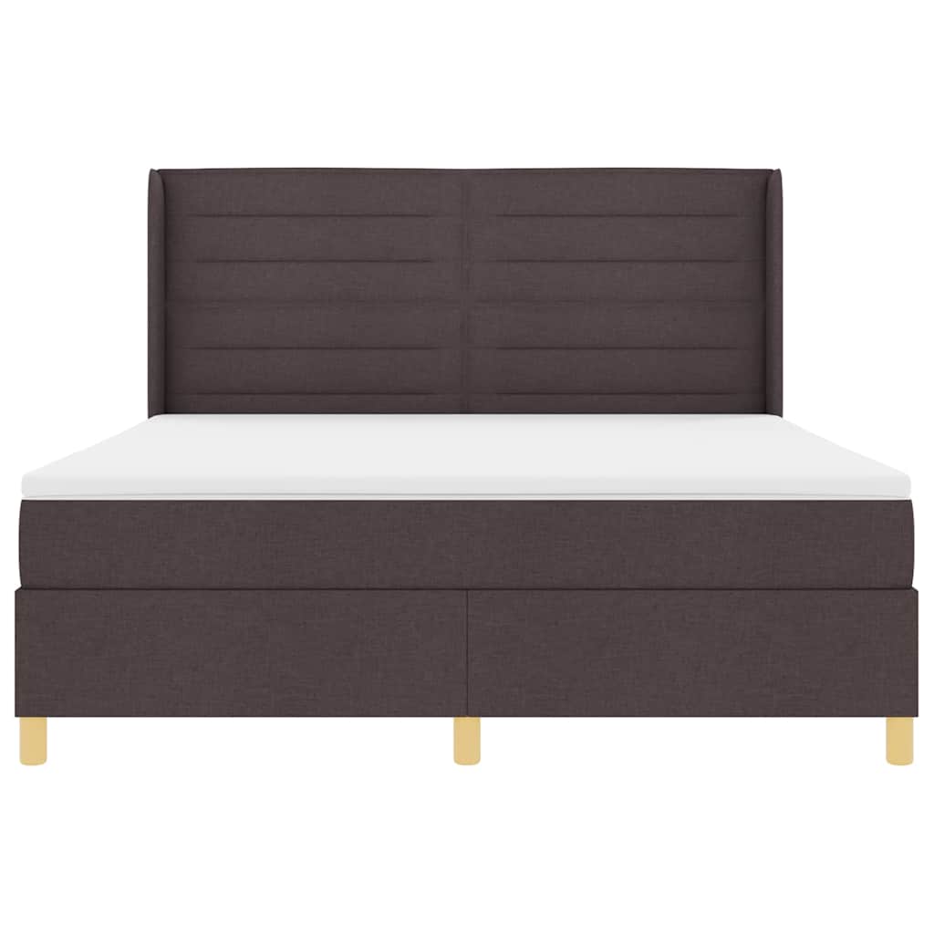 Box spring seng med LED-lysstrimler Brun 180 x 200 cm Stof
