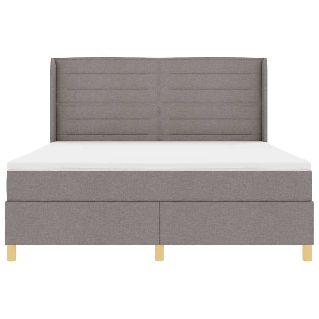 Box spring seng med LED-lysstrimler Gråbrun 180 x 200 cm Stof