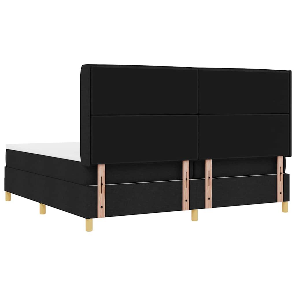Box spring seng med madras med LED Sort 200 x 200 cm Stof
