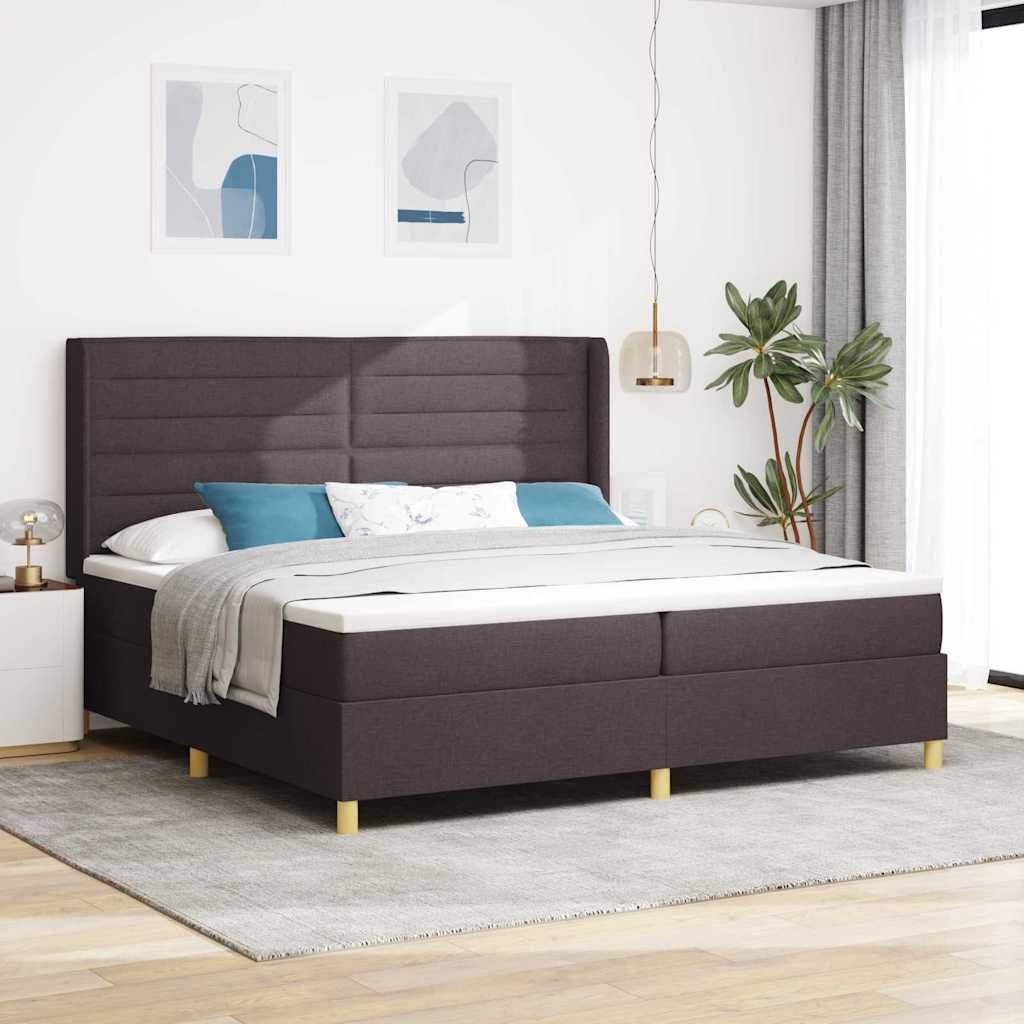 Box spring seng med madras med LED Brun 200 x 200 cm Stof