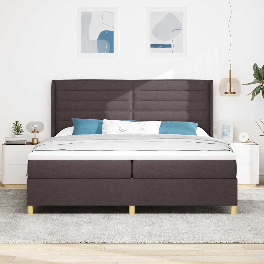 Box spring seng med madras med LED Brun 200 x 200 cm Stof