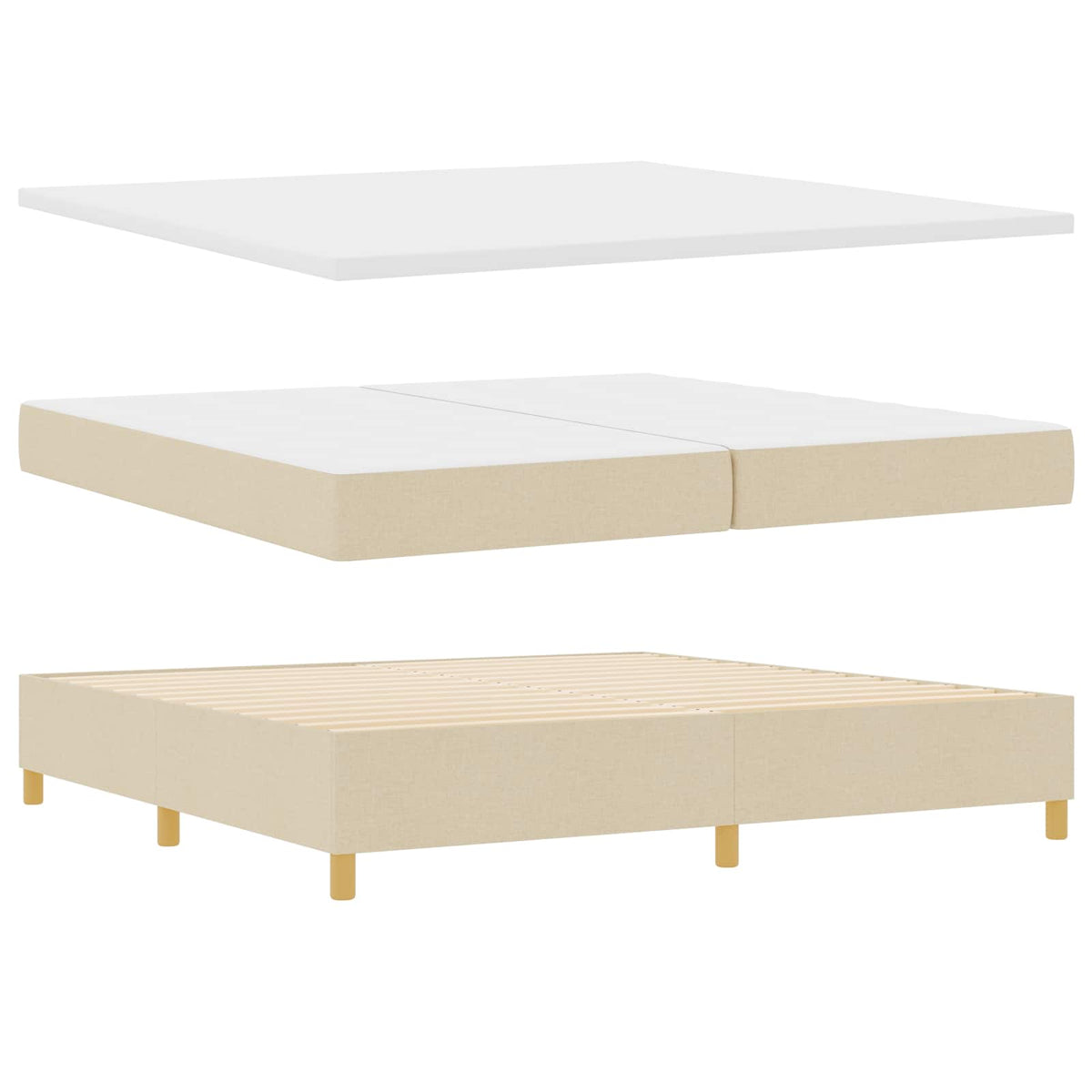 Box spring seng med madras med LED Creme 200 x 200 cm Stof