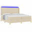 Box spring seng med madras med LED Creme 200 x 200 cm Stof