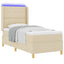 Box spring seng med LED-lysstrimler Creme 80 x 200 cm Stof
