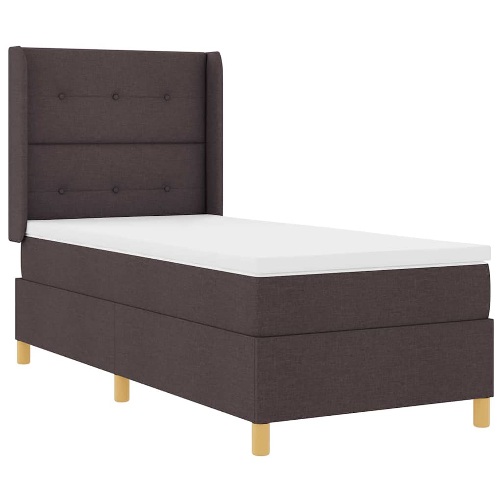 Box spring seng med LED-lysstrimler Brun 90 x 190 cm Stof