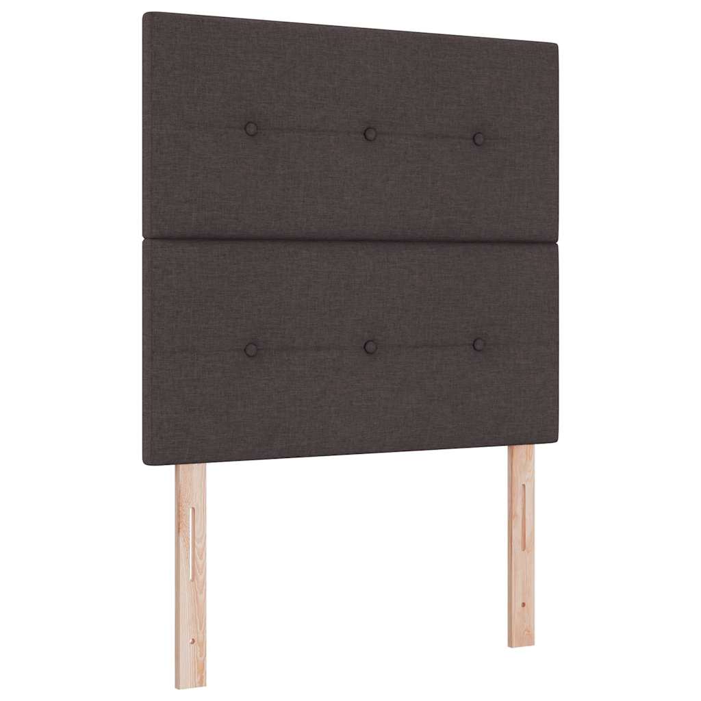 Box spring seng med LED-lysstrimler Brun 90 x 190 cm Stof
