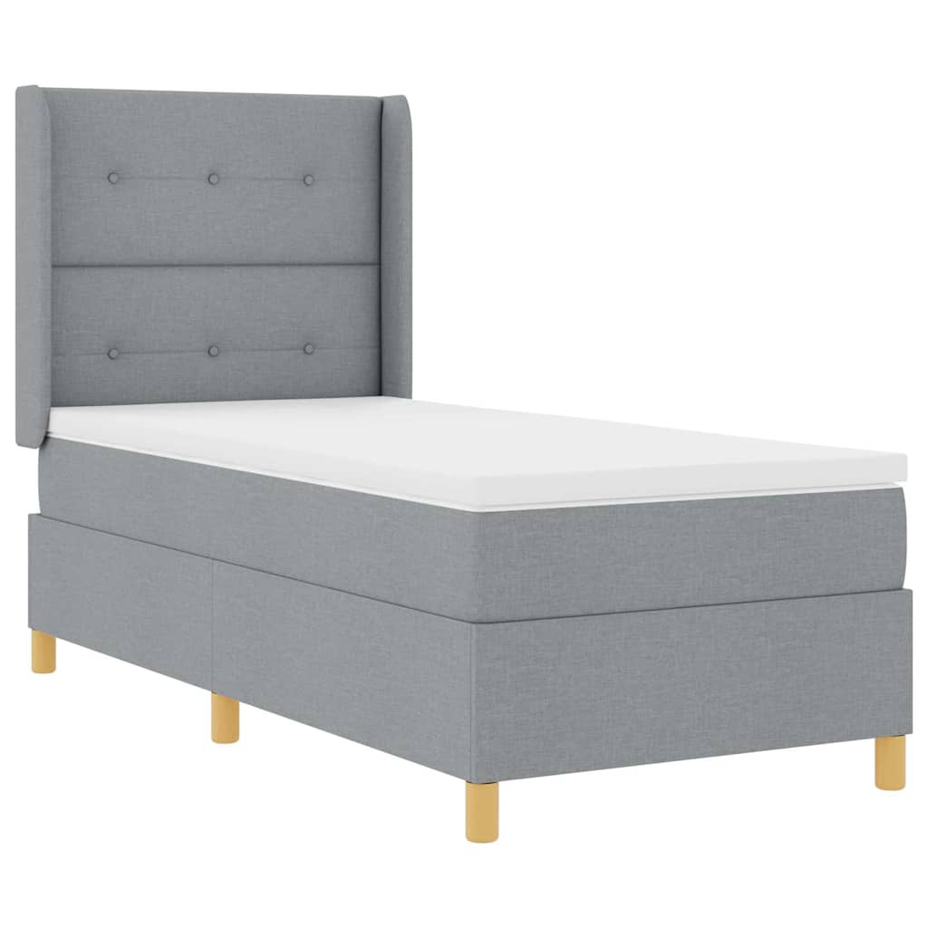 Box spring seng med LED-lysstrimler Lysegrå 100 x 200 cm Stof
