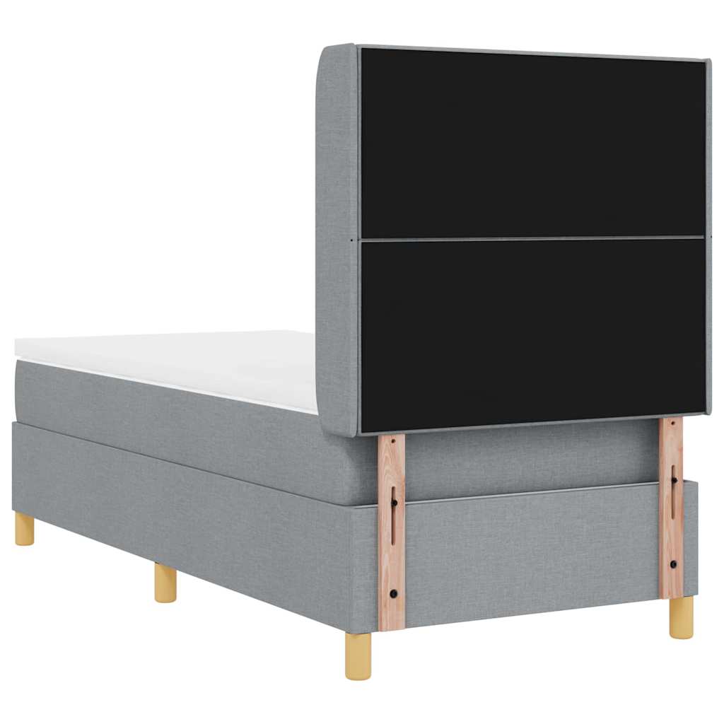 Box spring seng med LED-lysstrimler Lysegrå 100 x 200 cm Stof